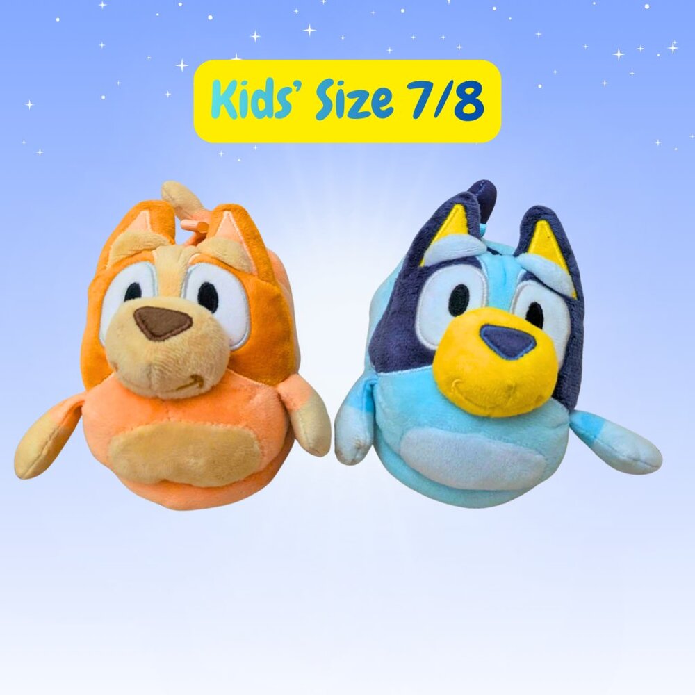 Bluey & Bingo Plush Slippers Kids Size 7/8 Official Bluey Character House Shoes